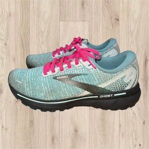 Brooks Ghost 14 Womens 7.5B Shoes Blue Teal Pink Running Sneaker Gym 1203561B141